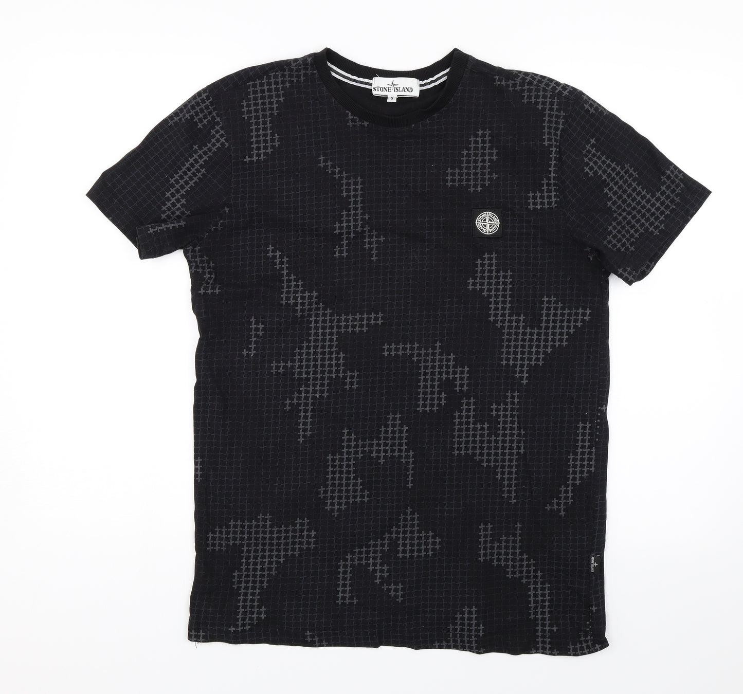 Stone Island Mens Black Geometric   T-Shirt Size S