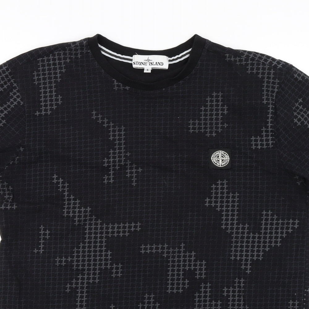 Stone Island Mens Black Geometric   T-Shirt Size S