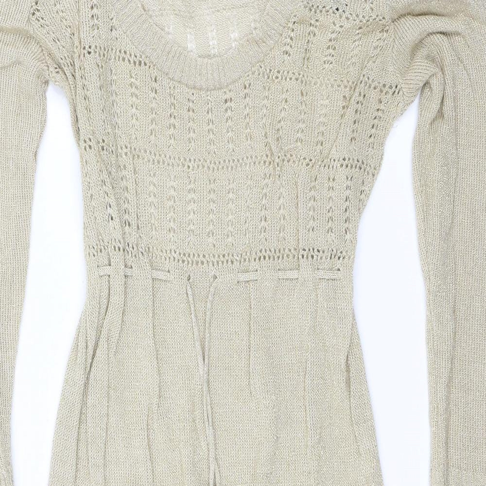 Warehouse Womens Gold   Jumper Dress  Size 14