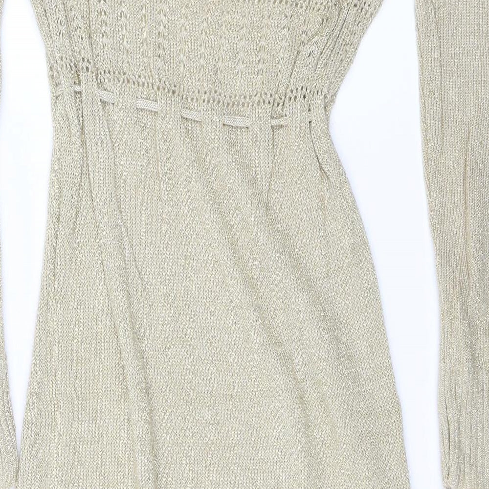 Warehouse Womens Gold   Jumper Dress  Size 14