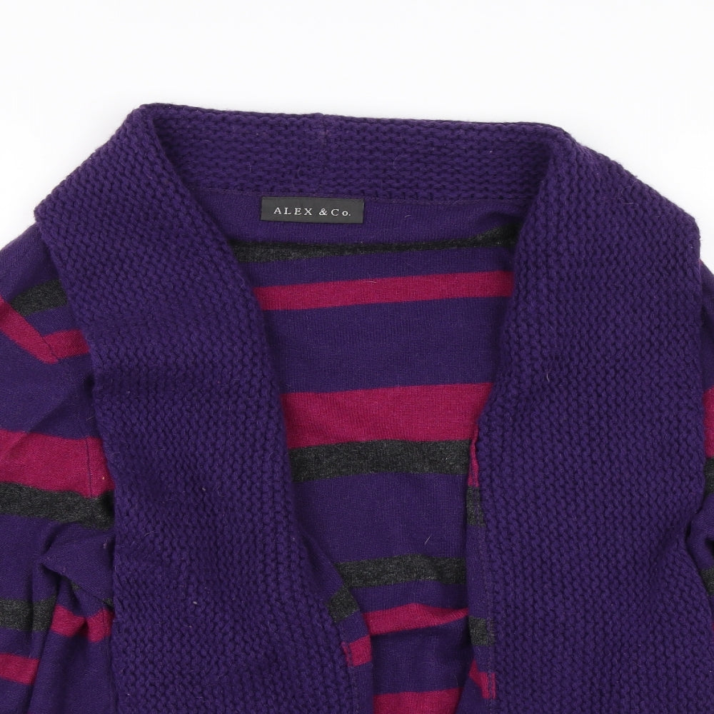 Alex & Co. Womens Purple Striped  Cardigan Jumper Size 20