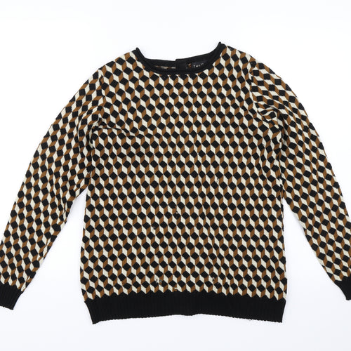 Two Danes Womens Brown Herringbone  Pullover Jumper Size S