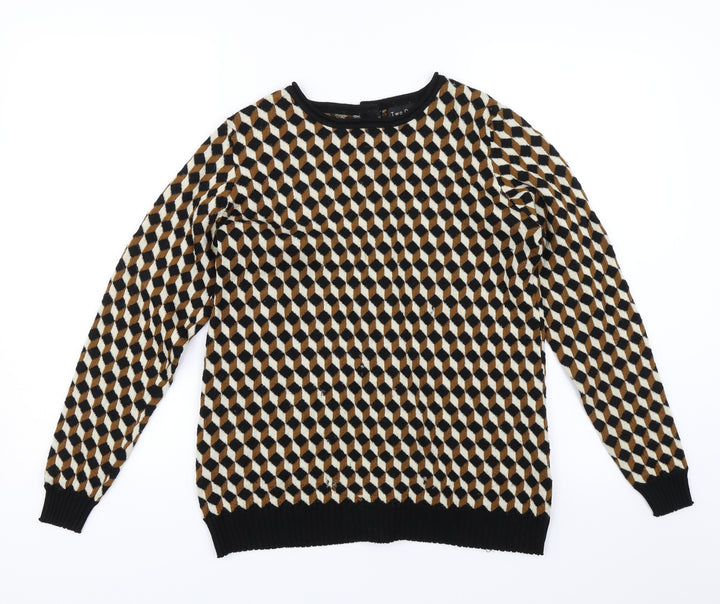 Two Danes Womens Brown Herringbone Pullover Jumper Size S