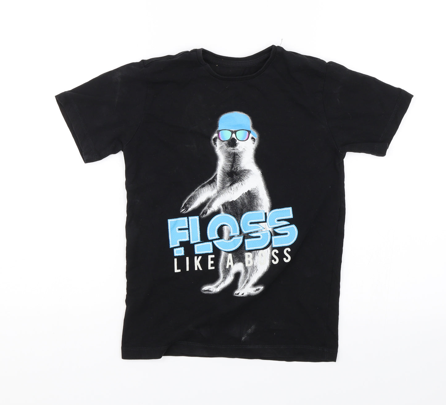 Preworn Boys Black   Basic T-Shirt Size 6-7 Years  - Floss like a boss
