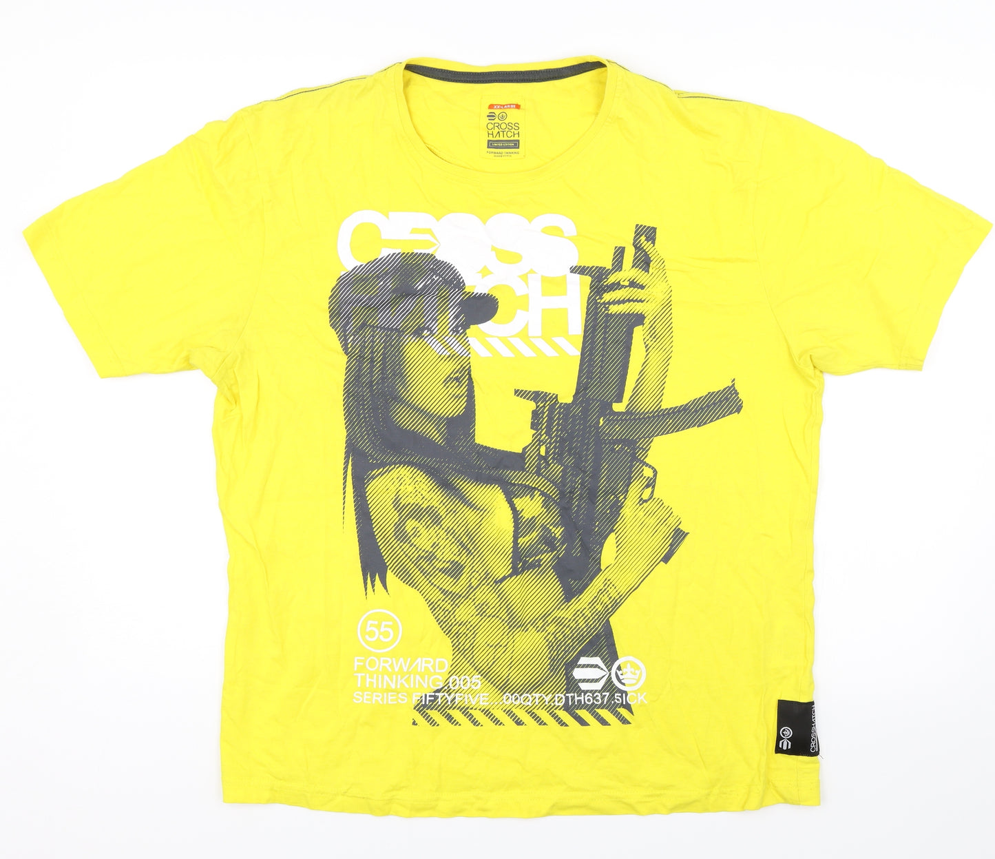 Cross Hatch Mens Yellow    T-Shirt Size 2XL
