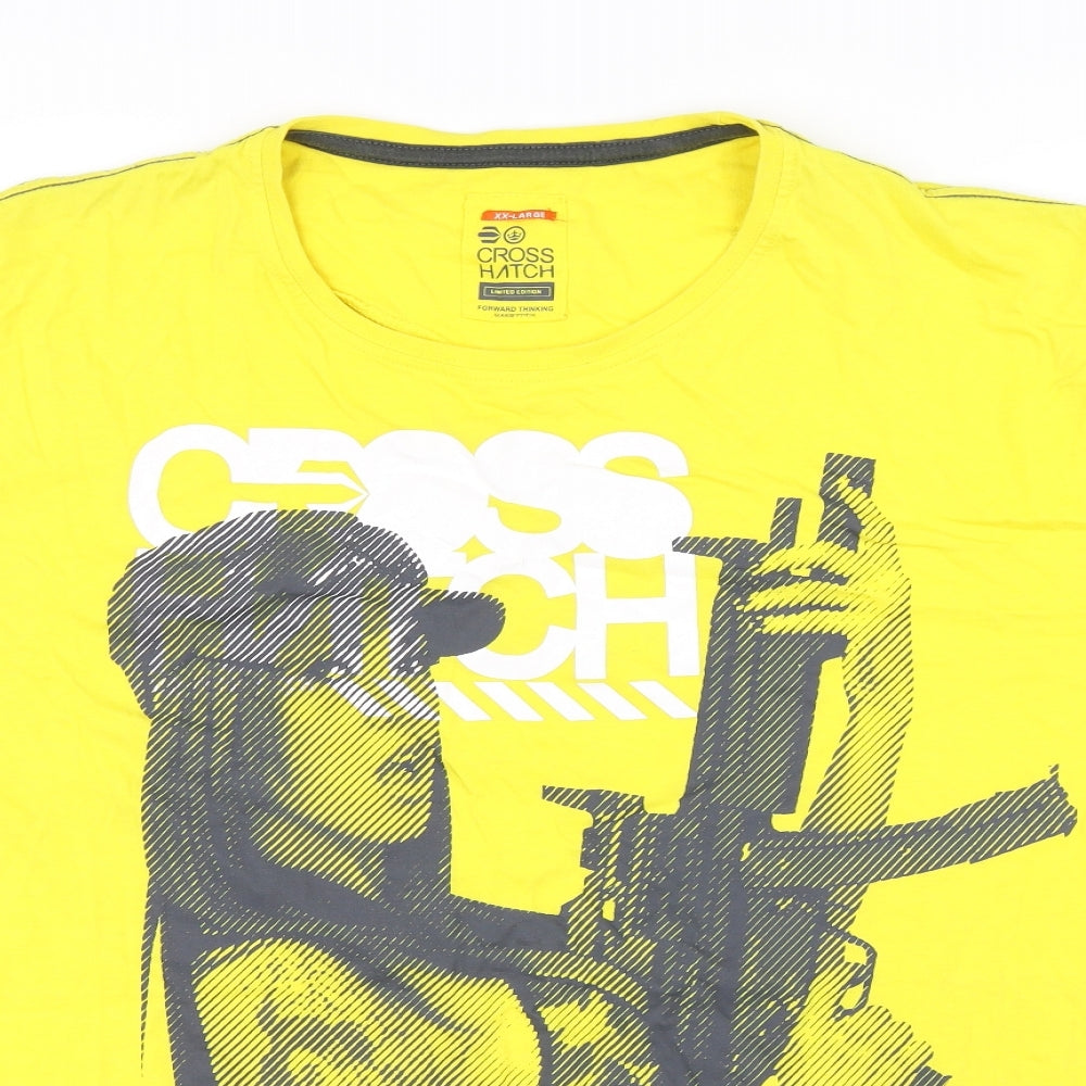 Cross Hatch Mens Yellow    T-Shirt Size 2XL