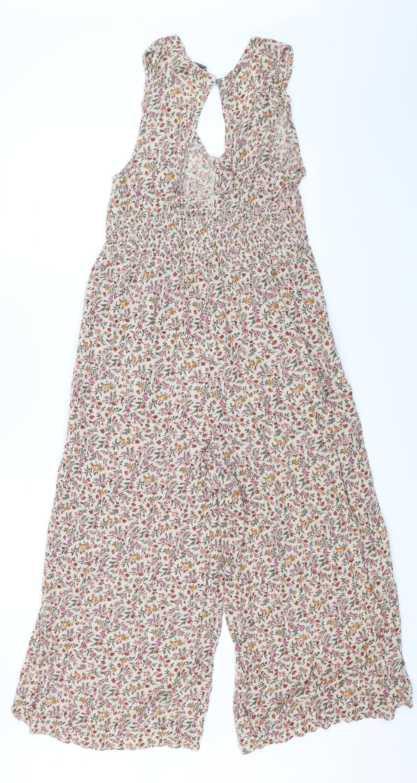 American Eagle Womens Beige Floral  Jumpsuit One-Piece Size S