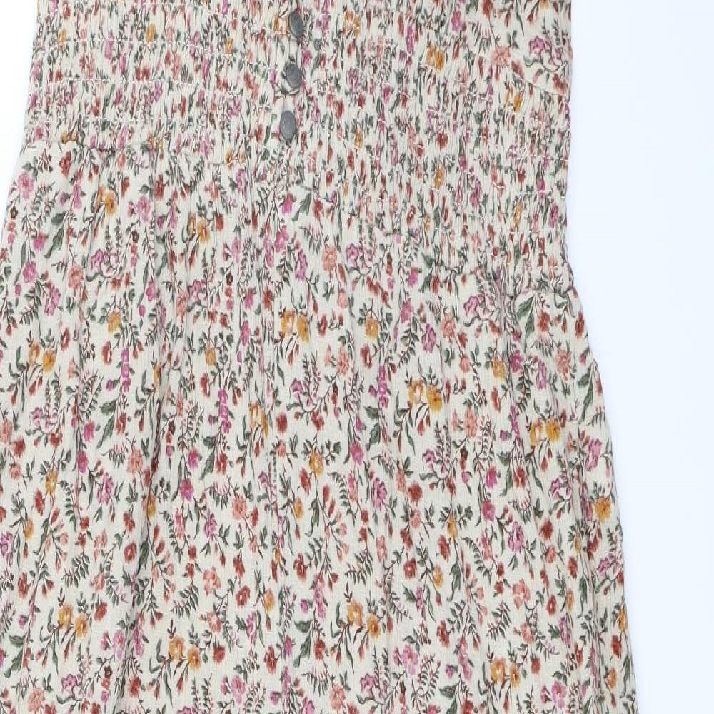 American Eagle Womens Beige Floral  Jumpsuit One-Piece Size S