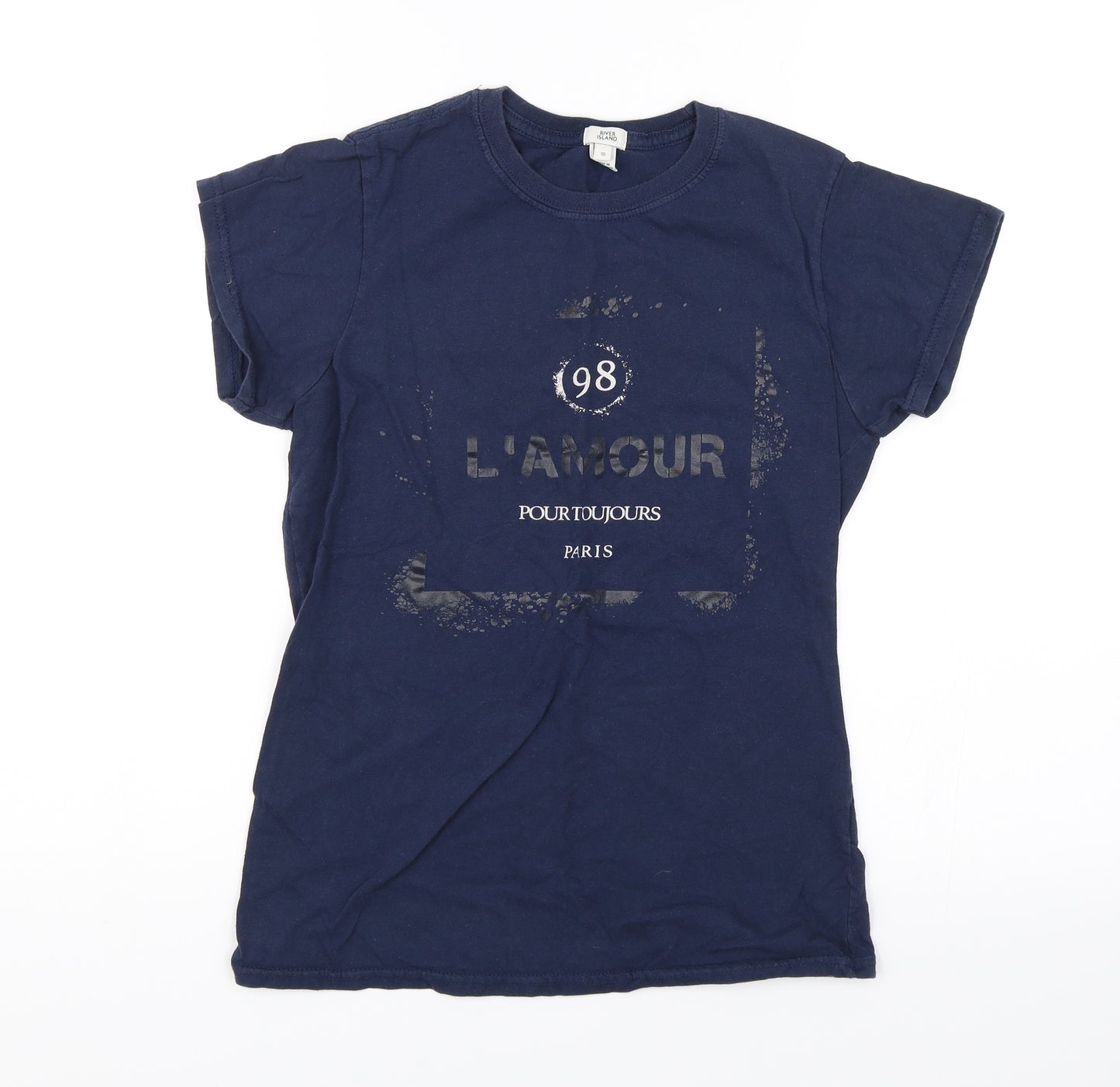 River Island Womens Blue   Basic T-Shirt Size 10  - L'amour Paris