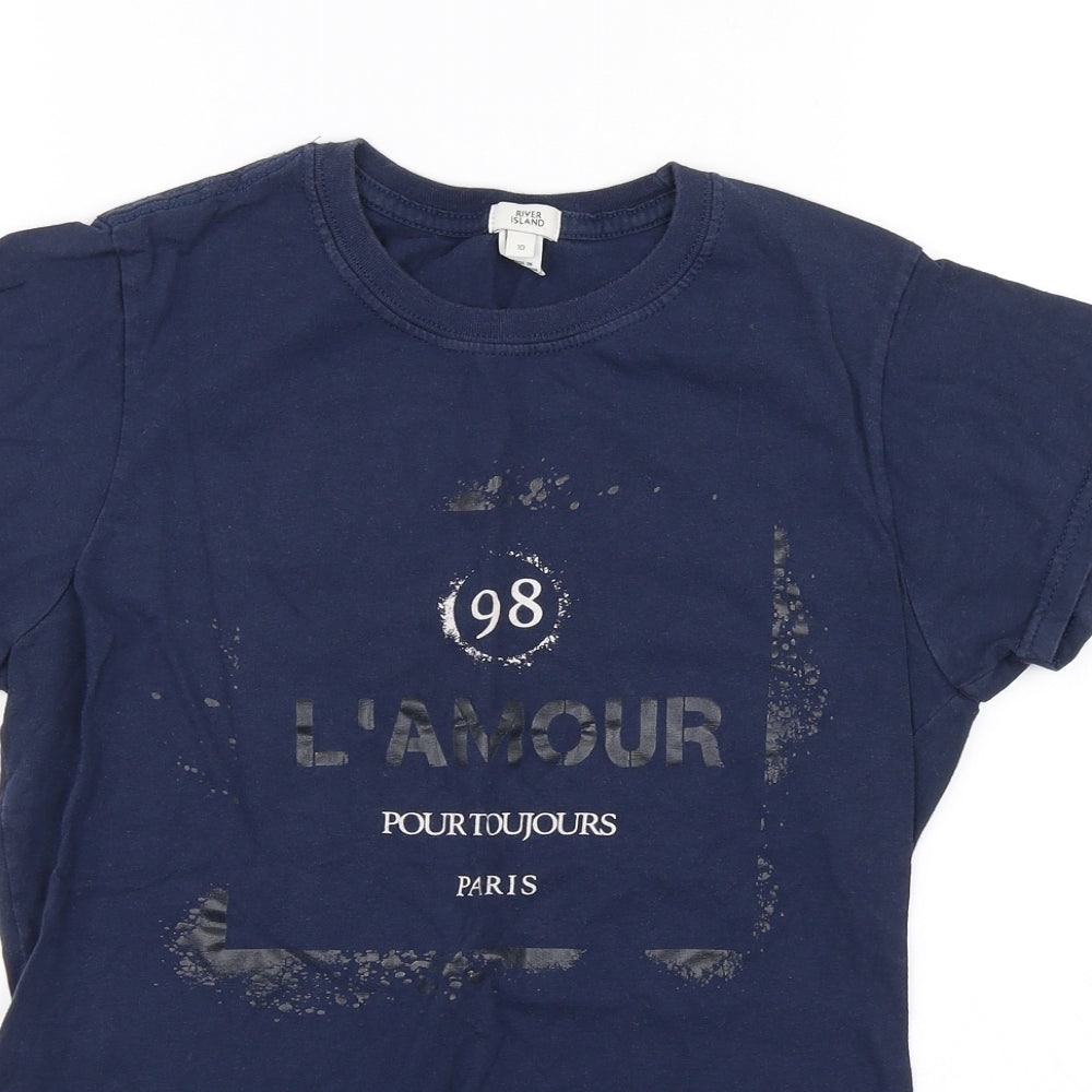 River Island Womens Blue   Basic T-Shirt Size 10  - L'amour Paris