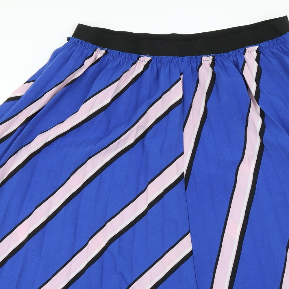 TU Womens Blue Striped  Swing Skirt Size 12