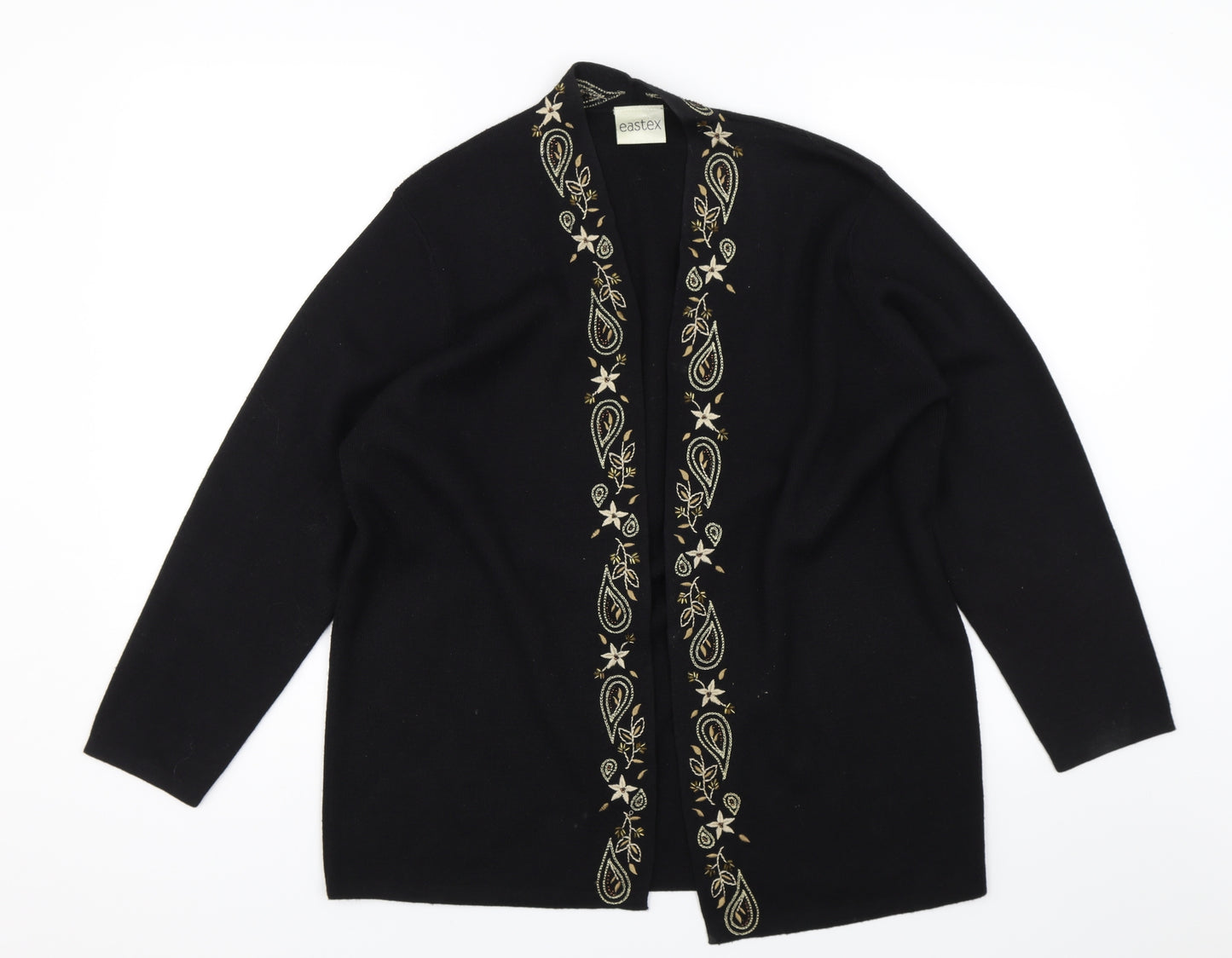 Eastex Womens Black Floral  Cardigan Jumper Size 12