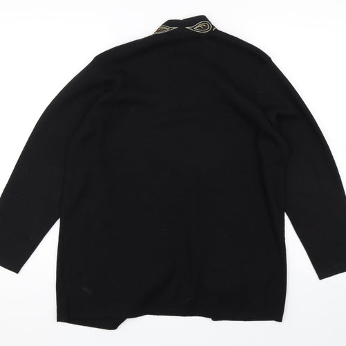 Eastex Womens Black Floral  Cardigan Jumper Size 12