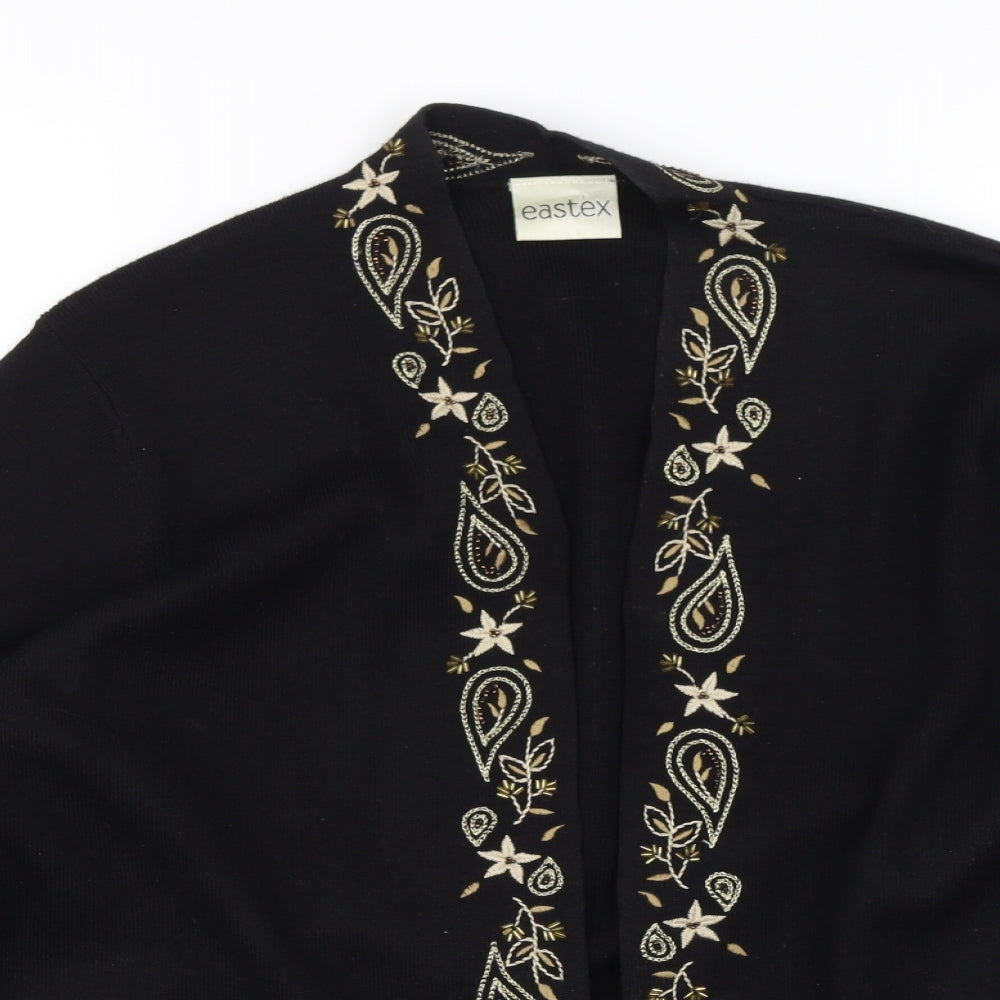 Eastex Womens Black Floral  Cardigan Jumper Size 12