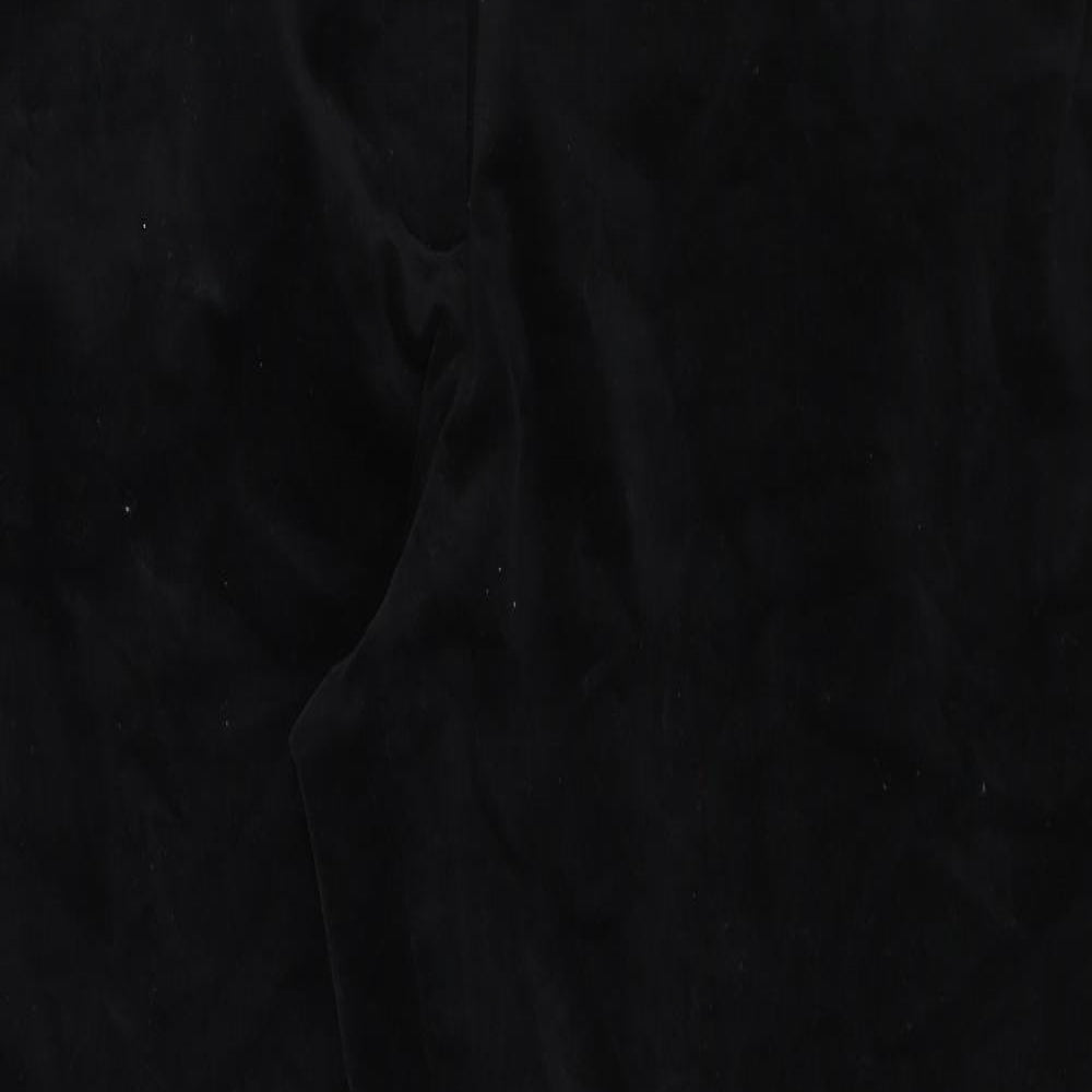 M&S Womens Black  Velour Trousers  Size 18 L23 in
