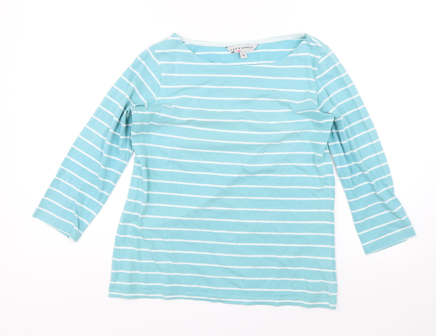 Crew Clothing Womens Blue Striped  Jersey T-Shirt Size 10