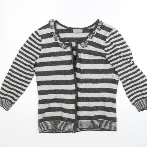 Per Una Womens Grey Striped  Full Zip Jumper Size S