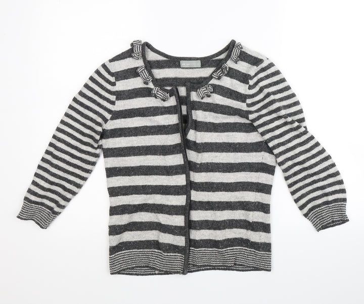 Per Una Womens Grey Striped Full Zip Jumper Size S