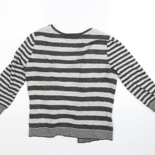Per Una Womens Grey Striped  Full Zip Jumper Size S