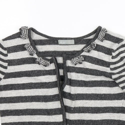 Per Una Womens Grey Striped  Full Zip Jumper Size S