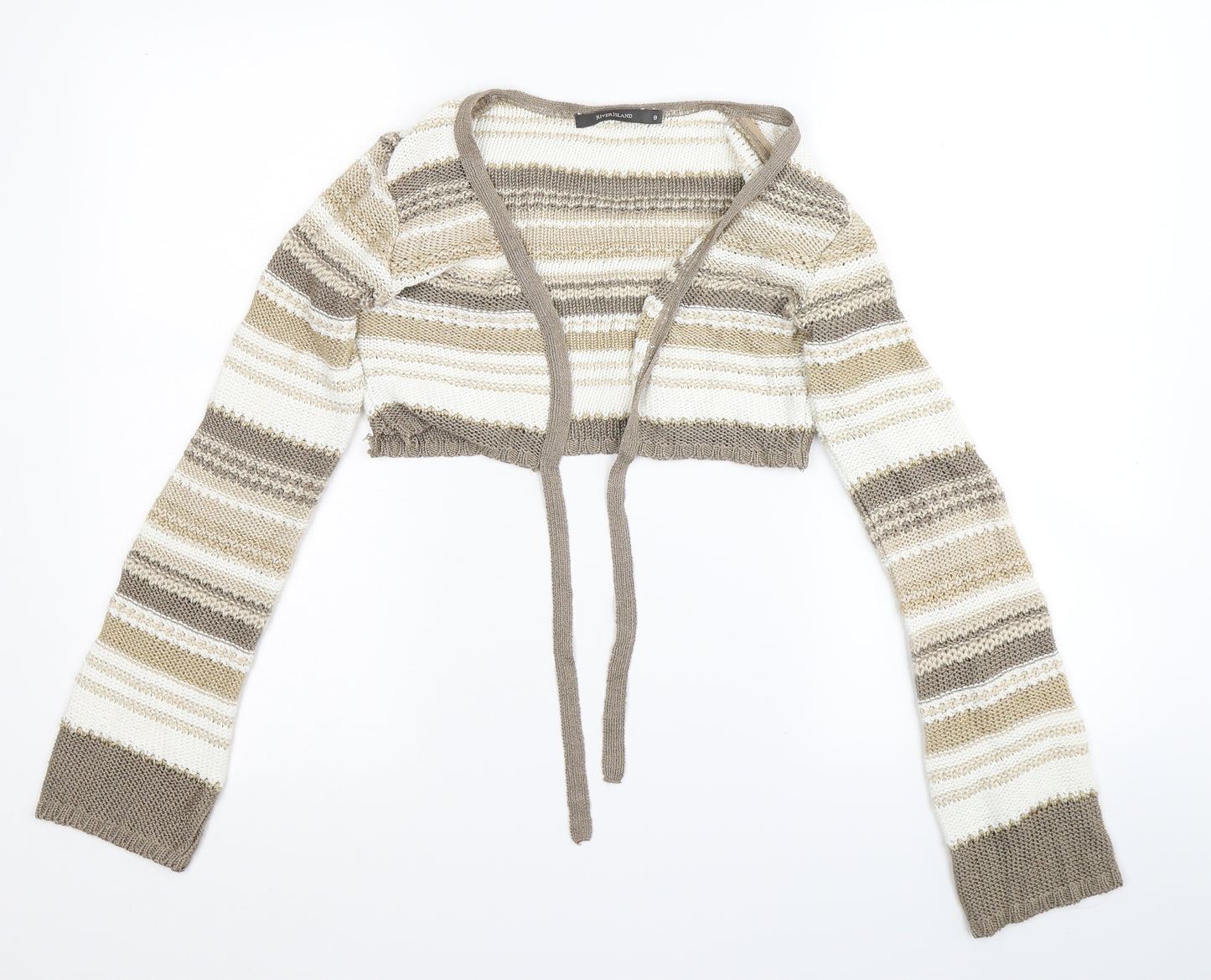 River Island Womens White Striped  Shrug Jumper Size 8