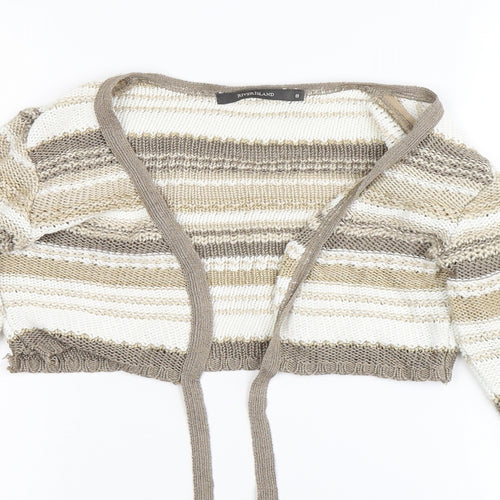 River Island Womens White Striped  Shrug Jumper Size 8