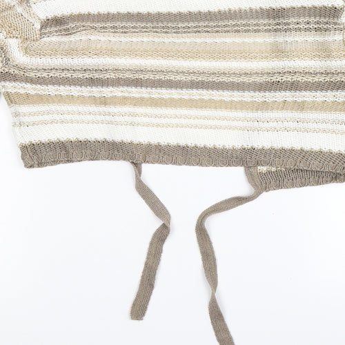 River Island Womens White Striped  Shrug Jumper Size 8