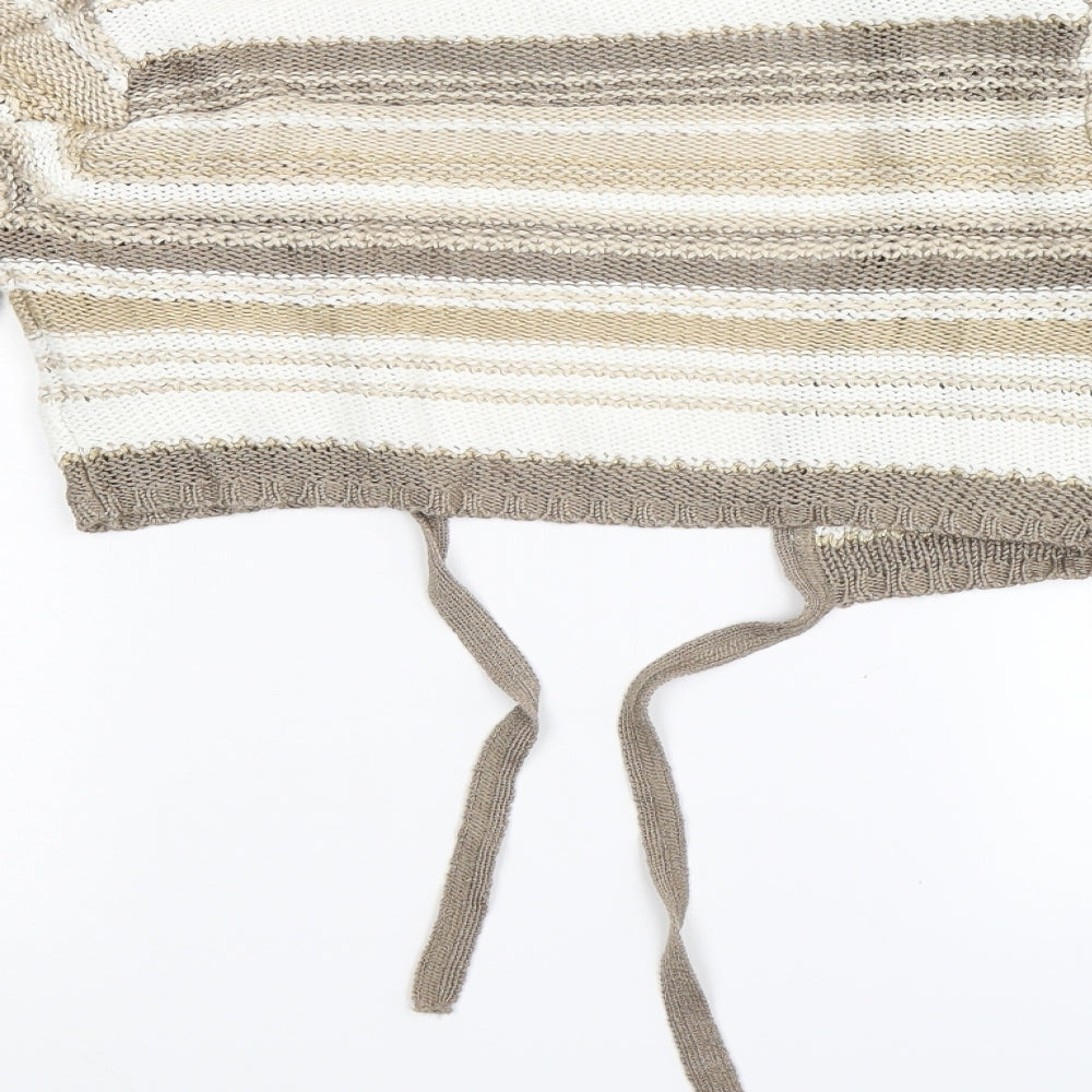 River Island Womens White Striped  Shrug Jumper Size 8