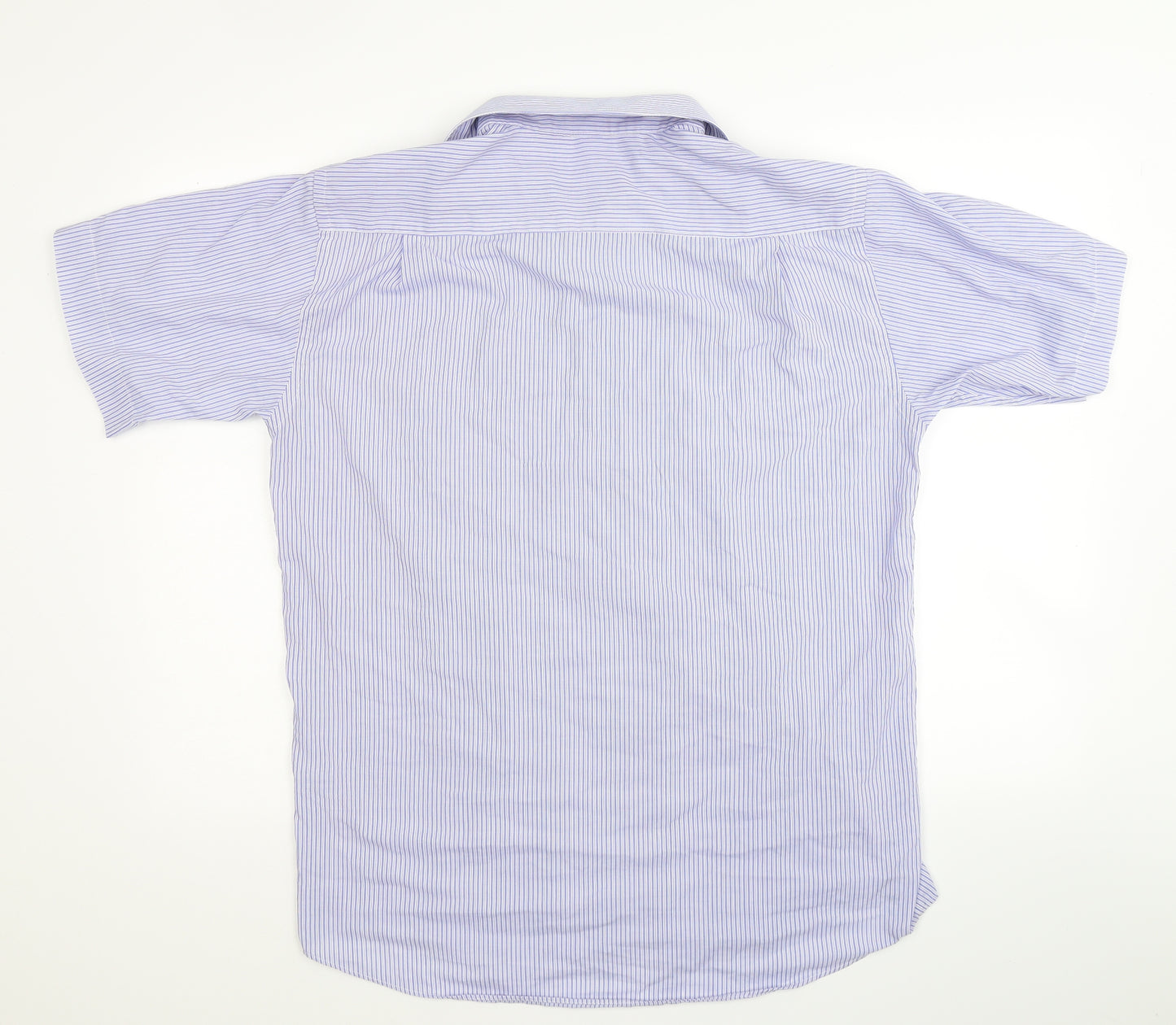 Cedar Wood State Mens Blue Striped   Dress Shirt Size 15.5