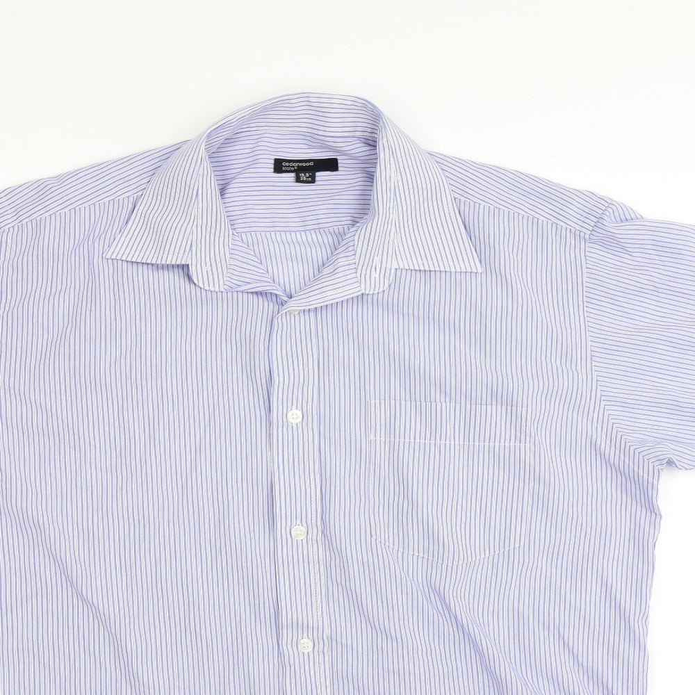 Cedar Wood State Mens Blue Striped   Dress Shirt Size 15.5