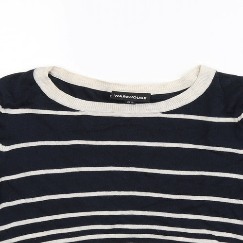 Wearhouse Womens Black Striped  Pullover Jumper Size 10