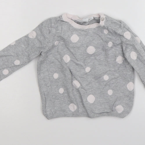 The little white company  Grey Spotted  Pullover Jumper Size 9-12 Months