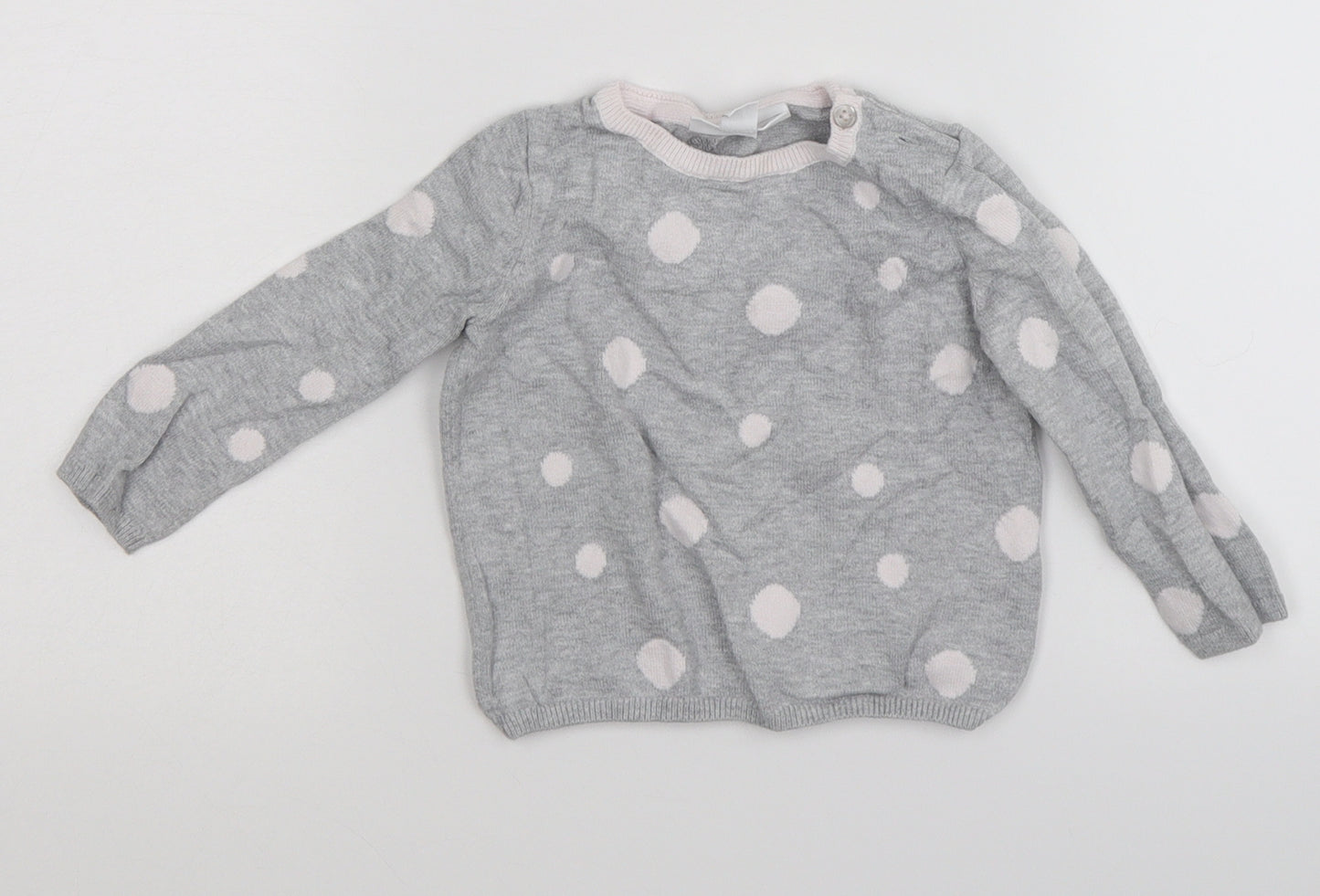 The little white company  Grey Spotted  Pullover Jumper Size 9-12 Months