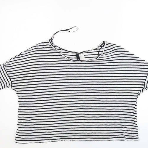 Divided Womens White Striped  Basic Blouse Size M