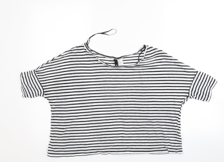 Divided Womens White Striped  Basic Blouse Size M