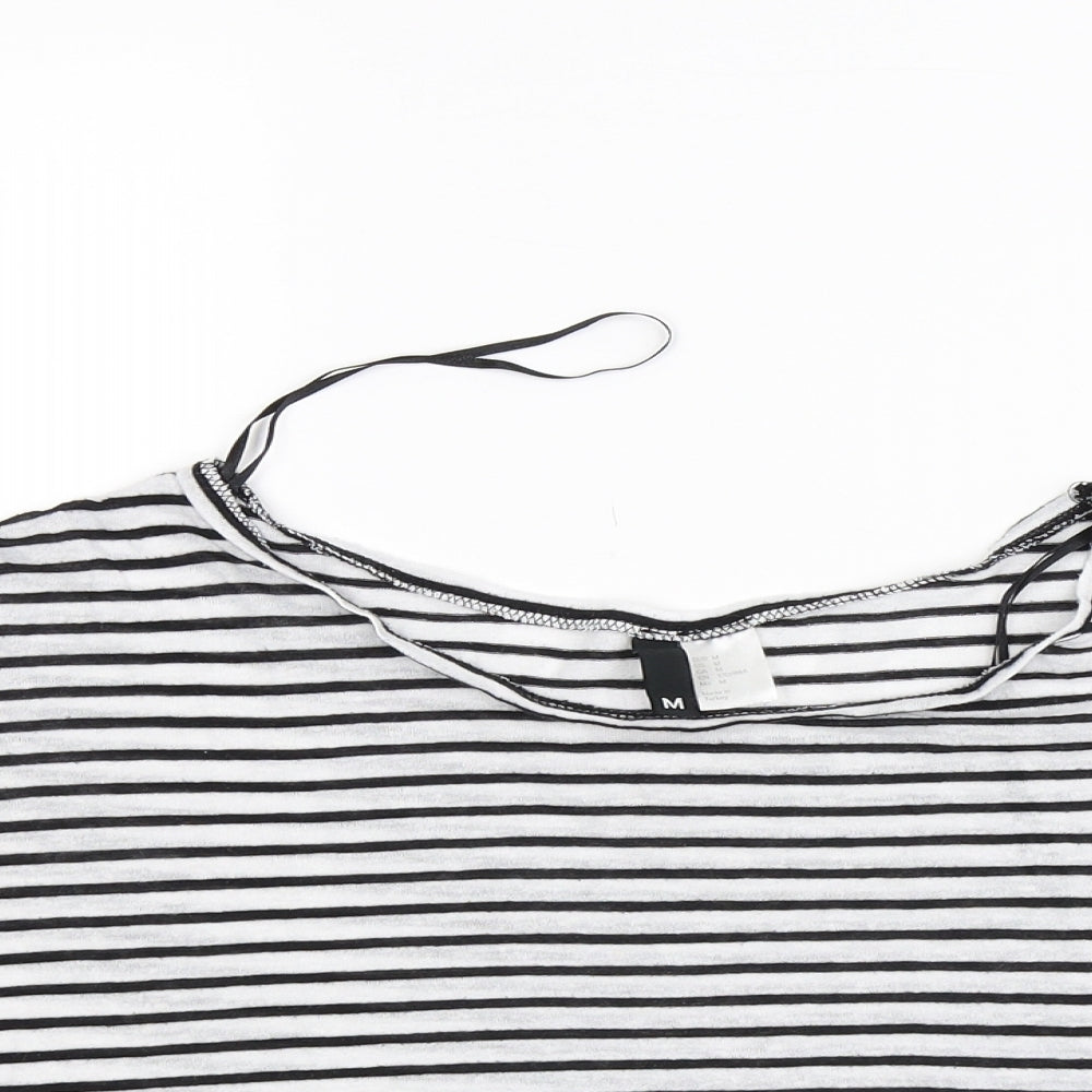 Divided Womens White Striped  Basic Blouse Size M