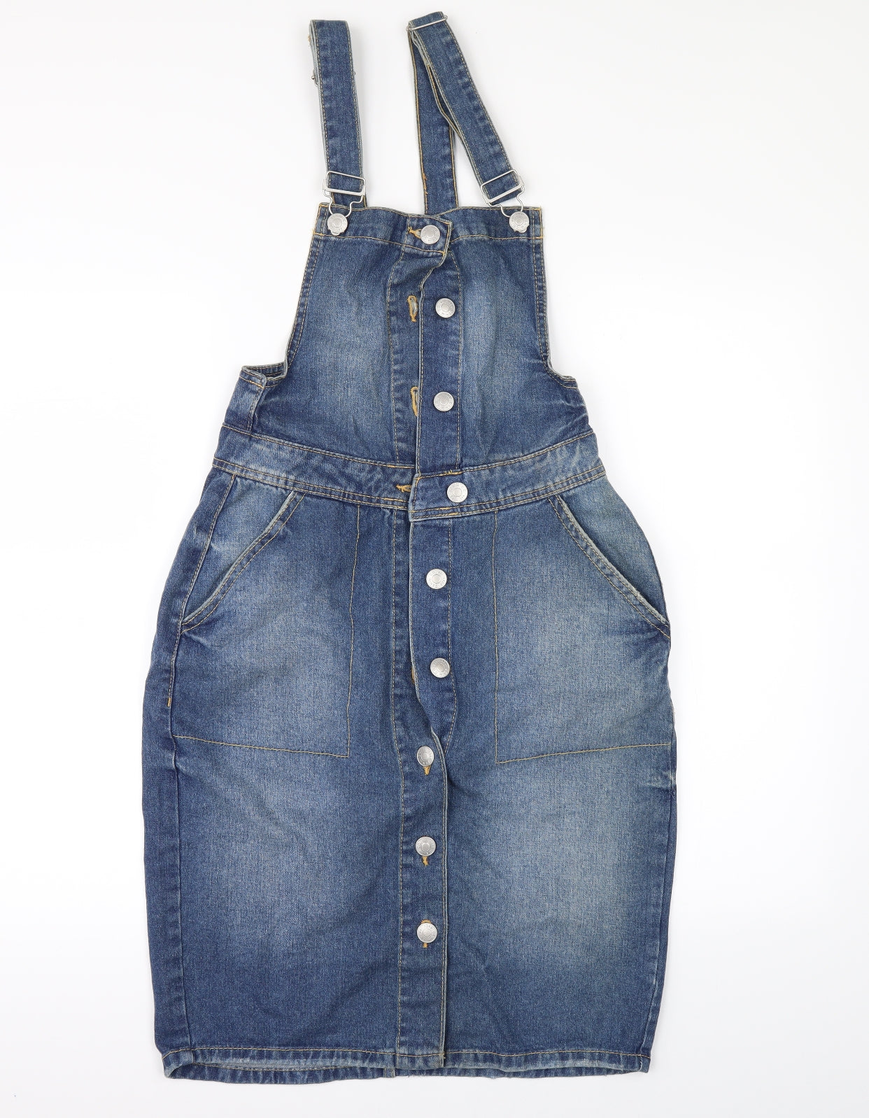 Denim & Co. Womens Blue  Denim Pinafore/Dungaree Dress  Size 6