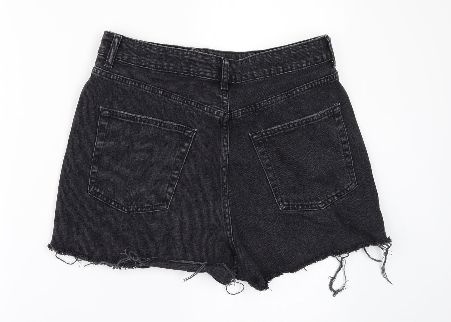 Topshop Womens Black  Denim Cut-Off Shorts Size 12