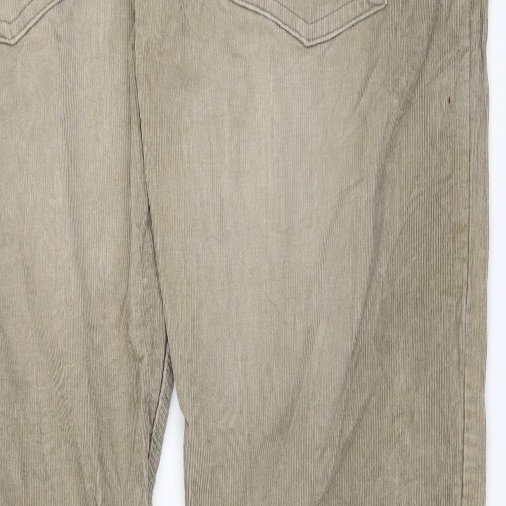 Marks and Spencer Mens Beige  Corduroy Wide-Leg Jeans Size 40 in L31 in