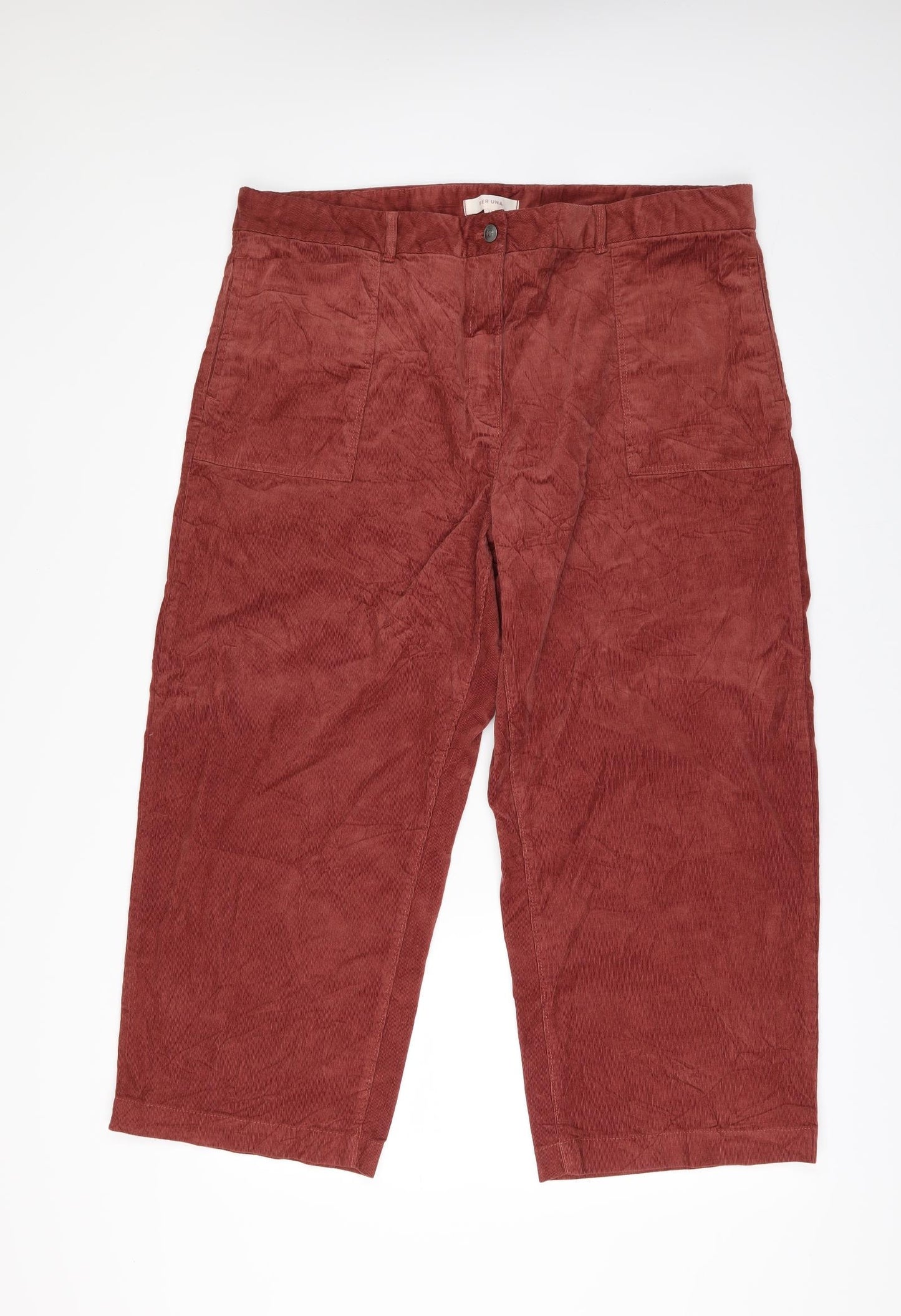 Per Una Womens Orange  Corduroy Cropped Trousers Size 20 L25 in