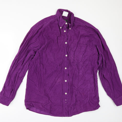 MCNEAL Mens Purple  Corduroy  Button-Up Size M
