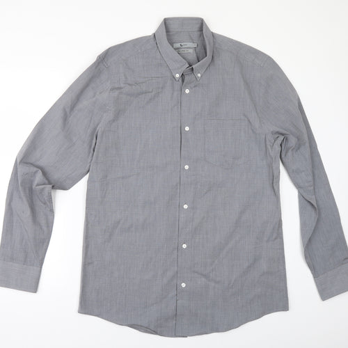 TU Mens Grey    Button-Up Size 15.5