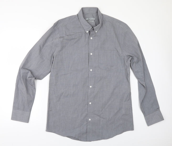 TU Mens Grey Button-Up Size 15.5