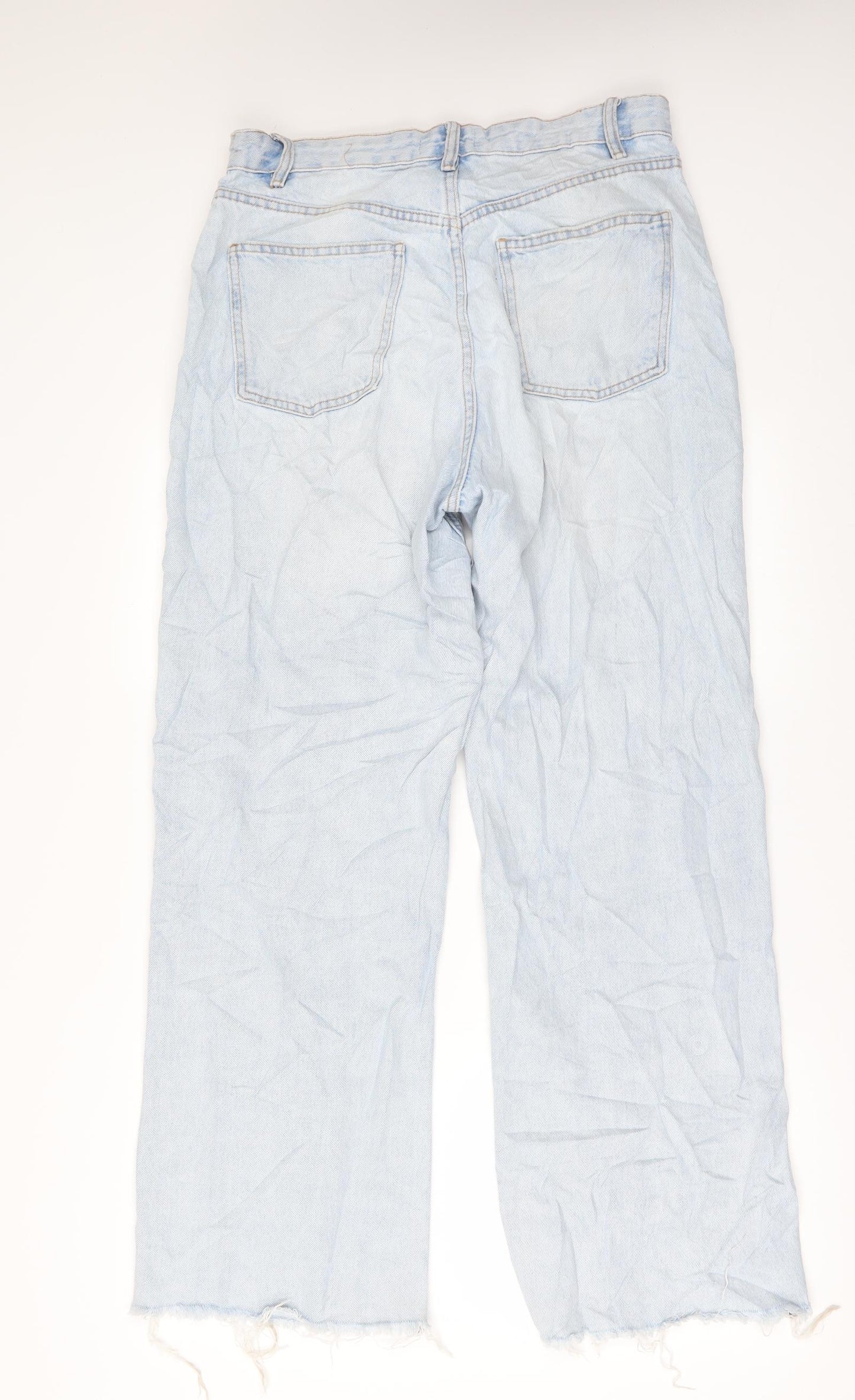 Zara Womens Blue  Denim Boyfriend Jeans Size 12  - Frayed Hem