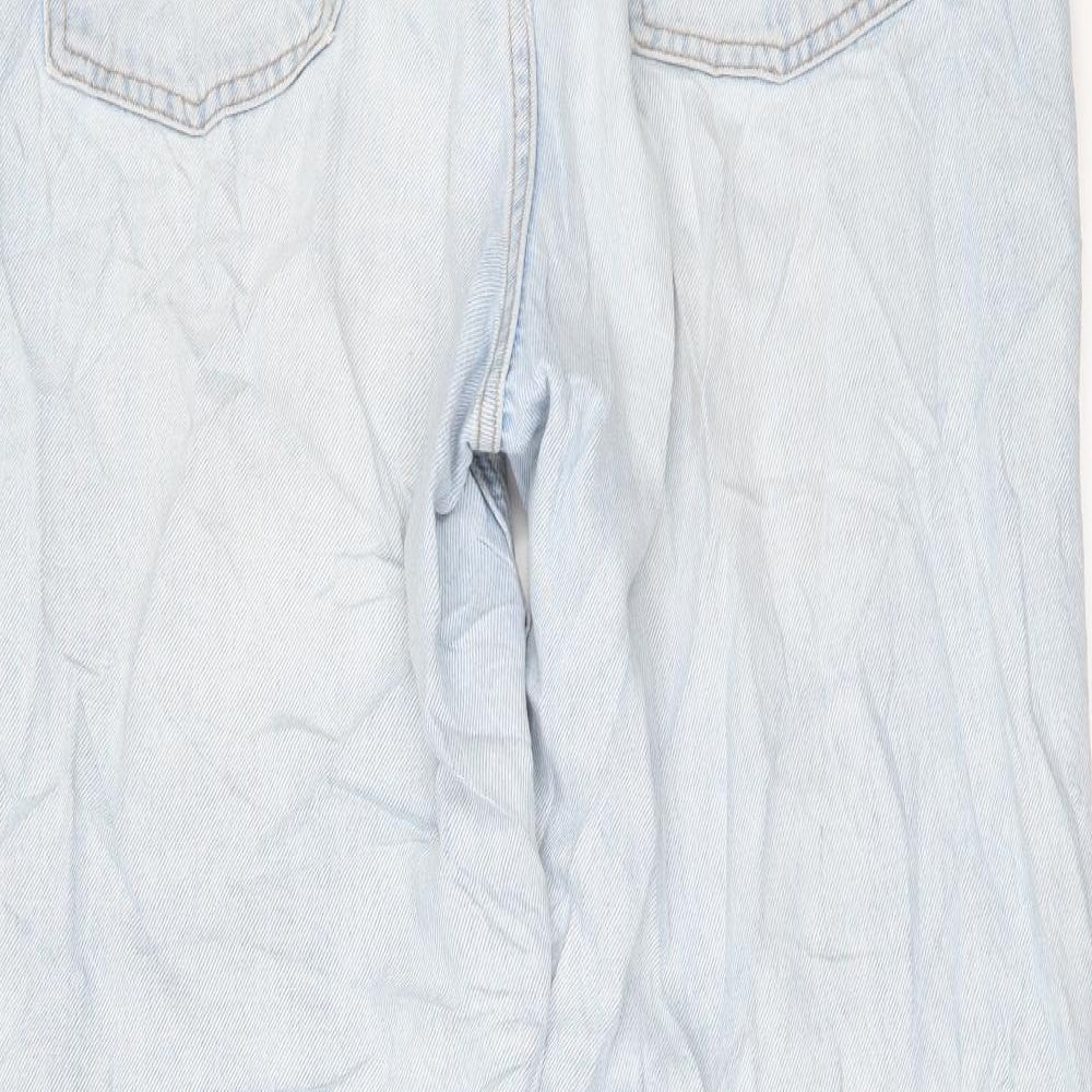 Zara Womens Blue  Denim Boyfriend Jeans Size 12  - Frayed Hem