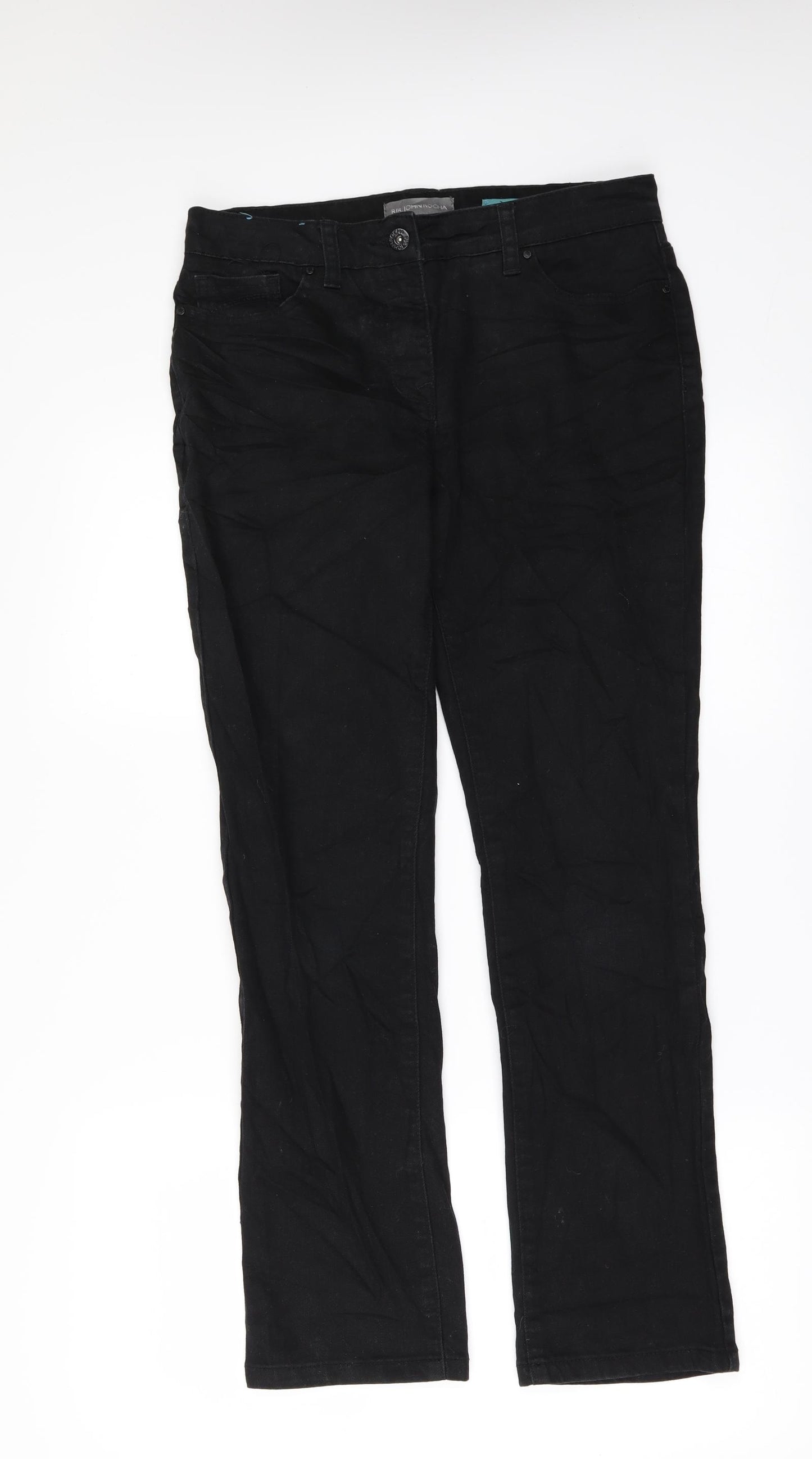 Debenhams Womens Black  Denim Straight Jeans Size 10 L28 in
