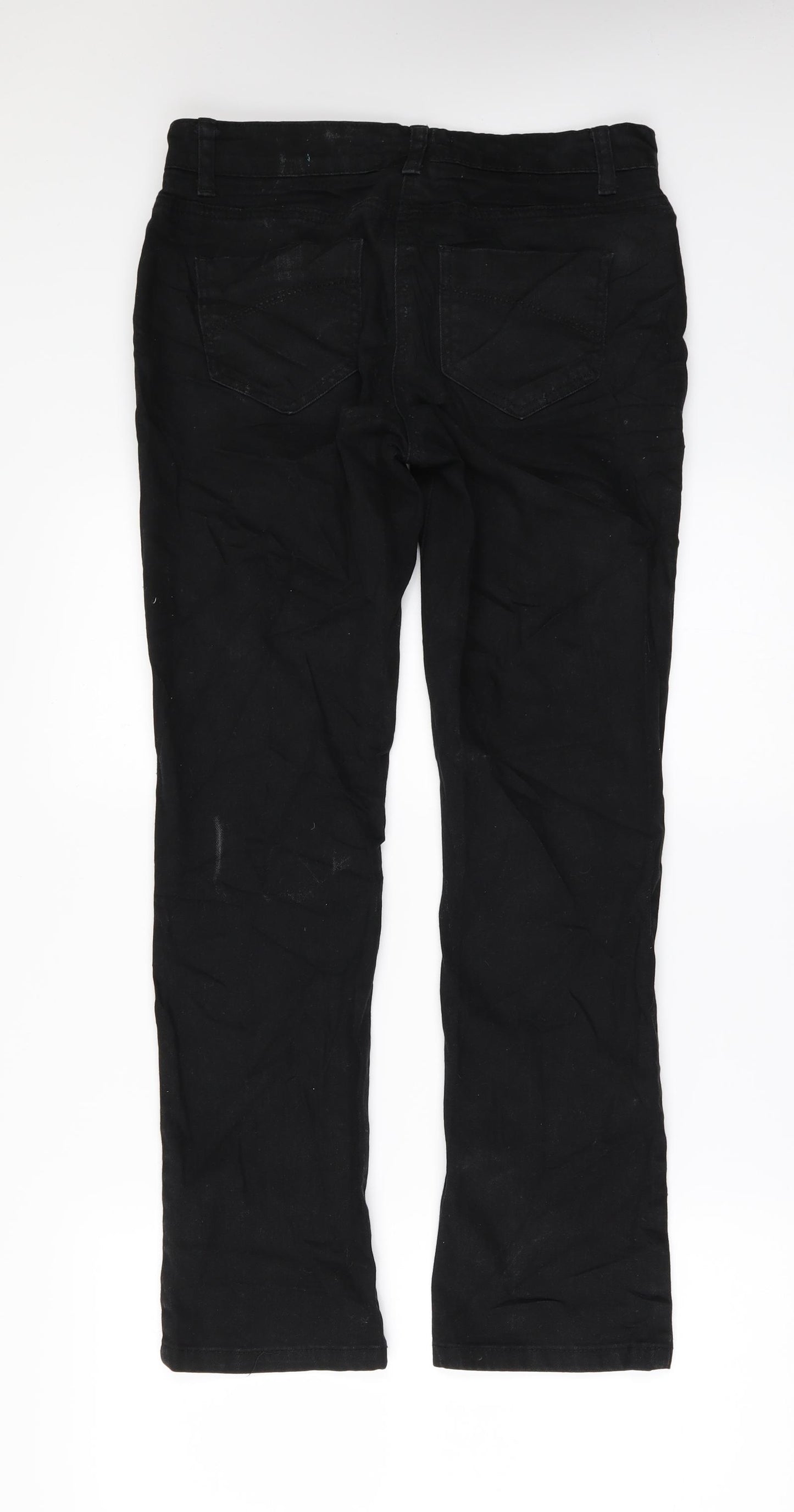 Debenhams Womens Black  Denim Straight Jeans Size 10 L28 in