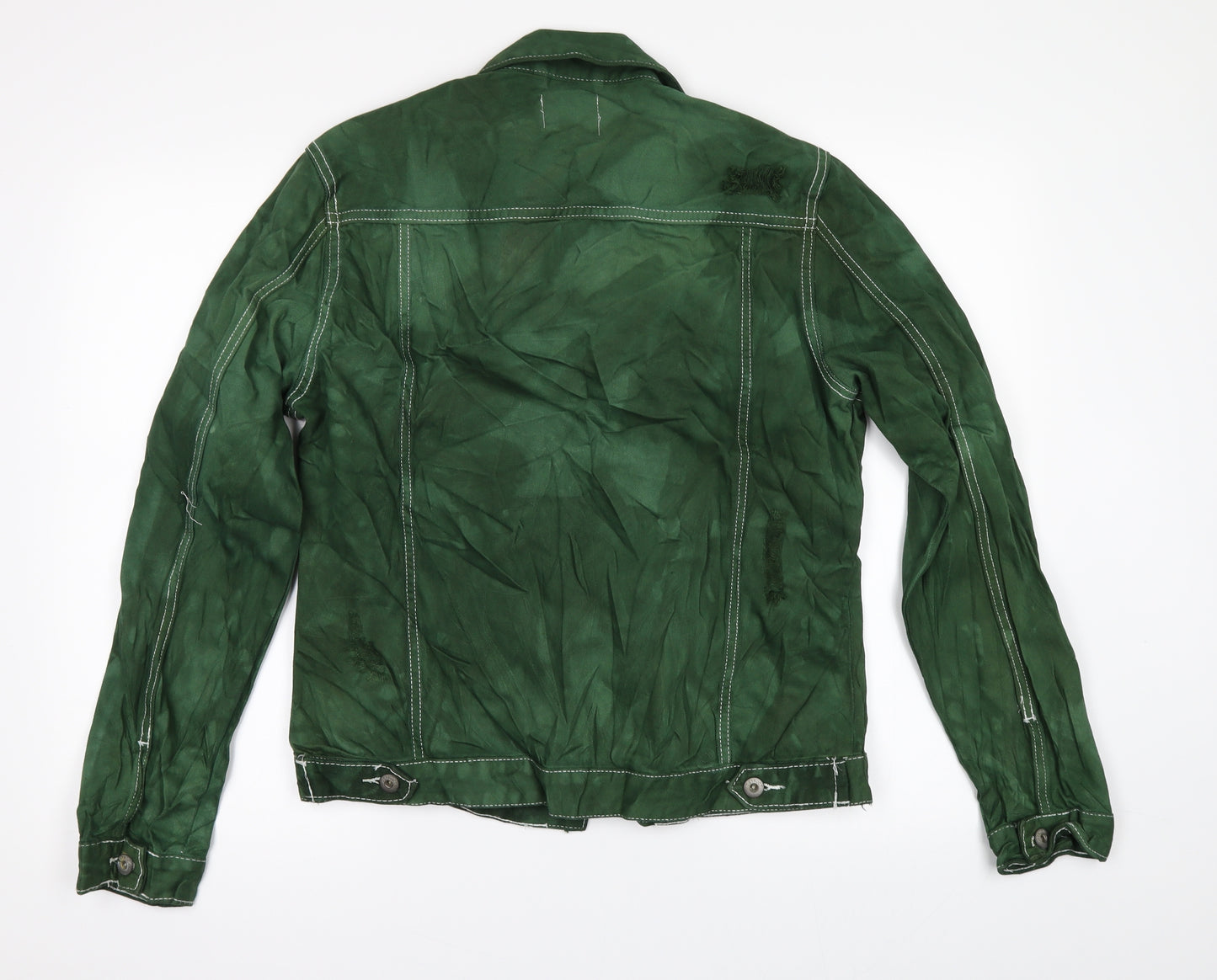 D/struct Mens Green  Denim Jacket  Size S  - DISTRESSED