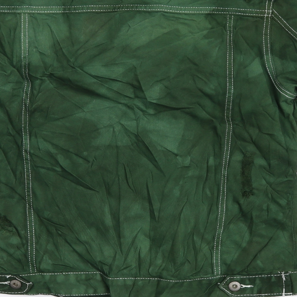 D/struct Mens Green  Denim Jacket  Size S  - DISTRESSED