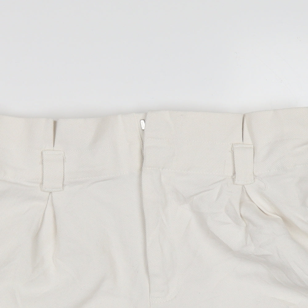 Zara Womens White  Denim Paperbag Shorts Size M - High Waist